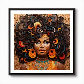 African Woman With Afro 5 Art Print