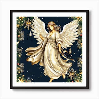 Gold Silver Angel Wings by Nastasiart Fine Art Paper Poster (styles > Decorative Art > Holiday Décor > Christmas > Religious Christmas Art > Christmas