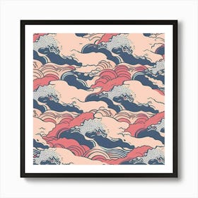 Waves Ocean Sea Water Pattern Rough Seas Digital Art Nature Nautical Art Print