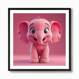 Cute Pink Elephant Art Print