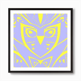 Abstract Owl Purple And Yellow 2 Art Print