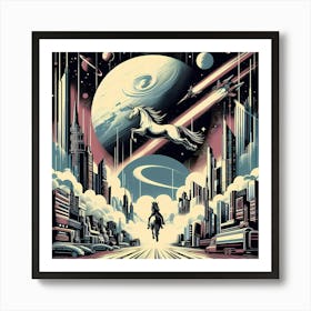 Spaceship In The Sky Art Print