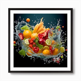 Fruit Splashing Water 2 Art Print