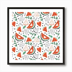 Seamless Vector Pattern With Watermelons Mint 1 Poster