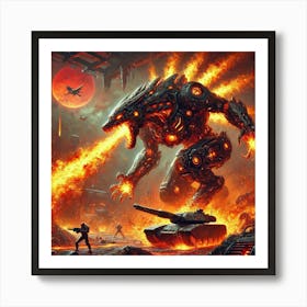 A Sci Fi Themed Scene Showcasing The Fire Wolf Unl Art Print