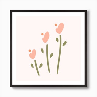 Tulip Wildflower Square Art Print