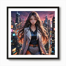 Anime Girl In The City 1 Art Print