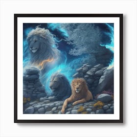 Lions Of The Night Art Print