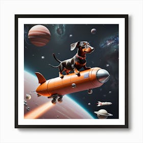 Dachshund In Space Art Print