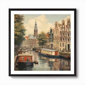 Quiet Amsterdam Canal Waters Art Print