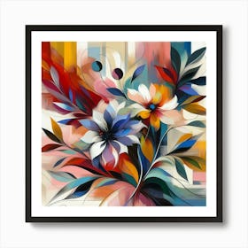 Abstract Floral Composition With Bold Brushstrokes And Vivid Colors, Style Abstract Expressionism 2 Art Print