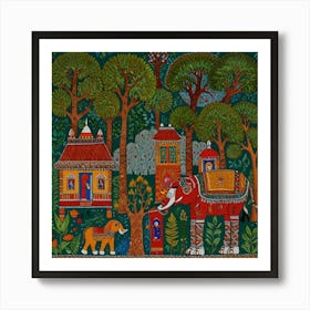 Elephants In The Forest Art Print