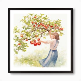 Womans Hand Picking An Apple From The Bra Art Print