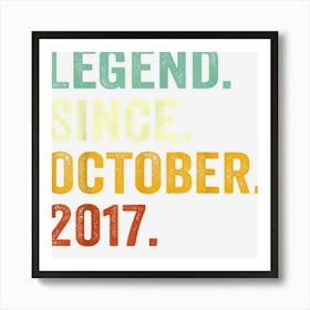 5 Years Old Gift Legend Since October 2017 5th Birthday Boy 1 Art Print