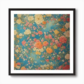 Vintage Floral Wallpaper Art Print