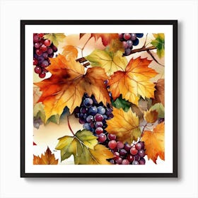 Autumn Leaves And Grapes Art Print