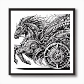 Mechanical Horse Drawing Art Print