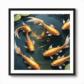 Koi Fish In Pond Art Print