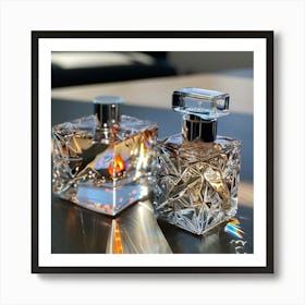 Two Perfume Bottles On A Table Art Print