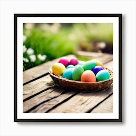 Easter Eggs In A Basket 1 Art Print