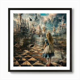 Reflections of Fantasy: A Dreamer's Vision in the Wonderland Chronicles Art Print