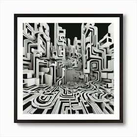 Black and White Abstract Art 132 Art Print