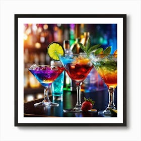 Colorful Drinks In A Bar Art Print
