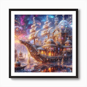 Ship In Space Art Print