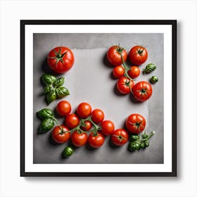 Tomatoes And Basil Art Print