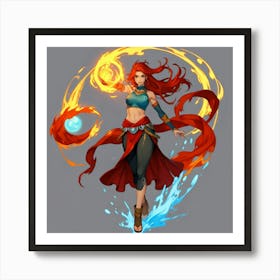 Fire And Ice The Magic of Watercolor: A Deep Dive into Undine, the Stunningly Beautiful Asian Goddess Art Print