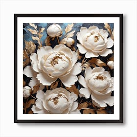 Pattern with White Peony flowers Art Print