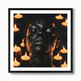 Woman With Candles Art Print