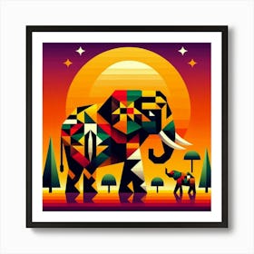 African Giants Elephants Art Print