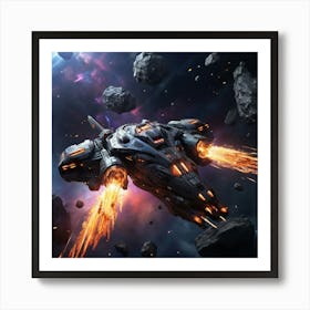 Spaceship In Space 1 Art Print