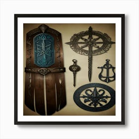 Swords, Shields, And Other Items Art Print