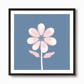 A White And Pink Flower In Minimalist Style Square Composition 611 Art Print