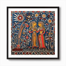 Two Women In A Garden By artistai Art Print