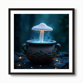 Flux Dev A Delicate Glowing Mushroom With A Cap Resembling A P 0 Art Print