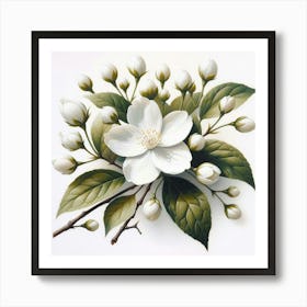 White Jasmine Flower 1 Art Print