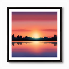 Sunset Over A Lake Art Print