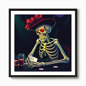 Skeleton Playing Poker 1 Art Print