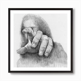 Drawing Of A Hand By Person Art Print