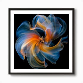 Blue And Orange Flower 3 Art Print