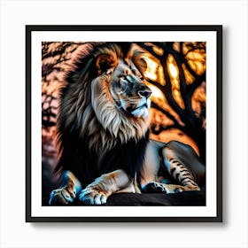 Lion At Sunset 23 Art Print