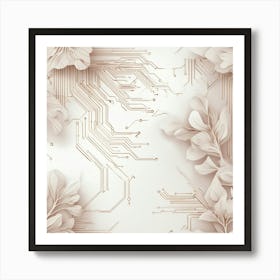 Nature Meets Technology A Tech Inspired Design Where Circuitry Patterns Are Drawn With Soft Nude Li (3) Art Print