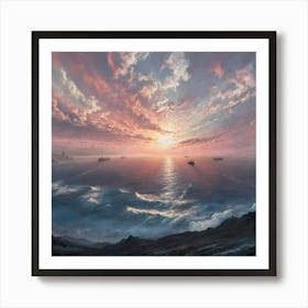 Sunset Over The Ocean Art Print