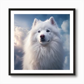 White Samoyed Dog In The Sky Art Print