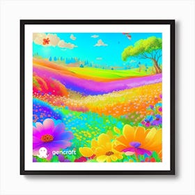 Colorful Flowers In A Field 2 Art Print