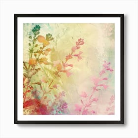 Grunge Background With Flowers 2 Art Print