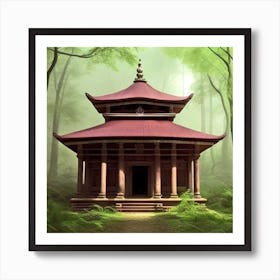 Buddhist Temple In The Forest 3 Art Print